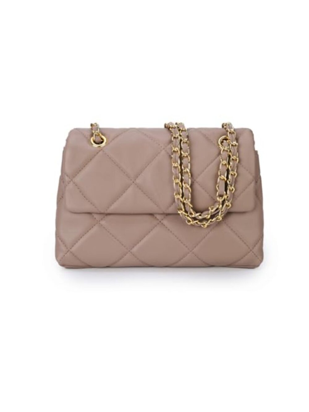 Small Quilted Crossbody Purse with Chain Strap and Clutch Design